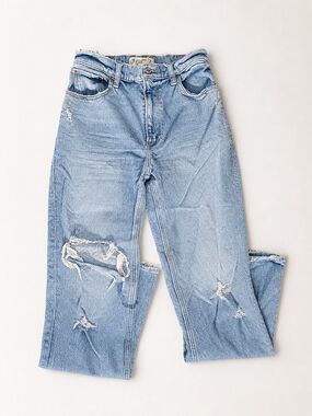 Abercrombie & Fitch Light Blue Distressed Straight Jeans